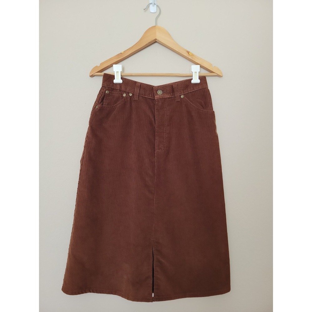 Vtg Levis & Co Brown Womens Corduroy A Line Skirt Sz S High Rise 80s 90s Grunge